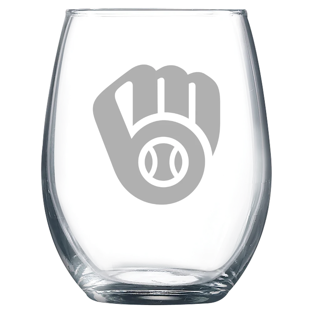 Milwaukee Brewers Polar Camel 9 oz. Stemless Wine Glass