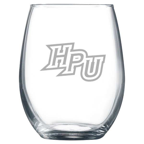 High Point University Polar Camel 9 oz. Stemless Wine Glass
