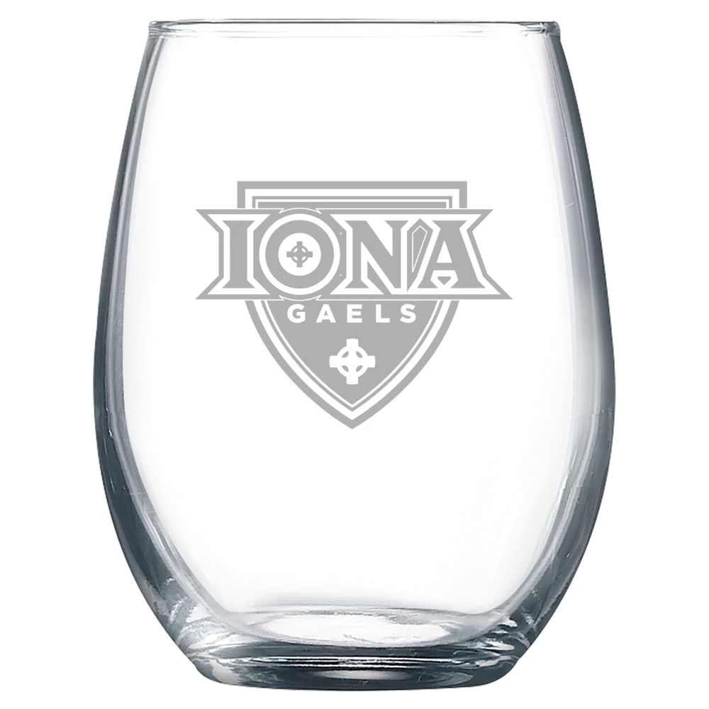 Iona University Polar Camel 9 oz. Stemless Wine Glass