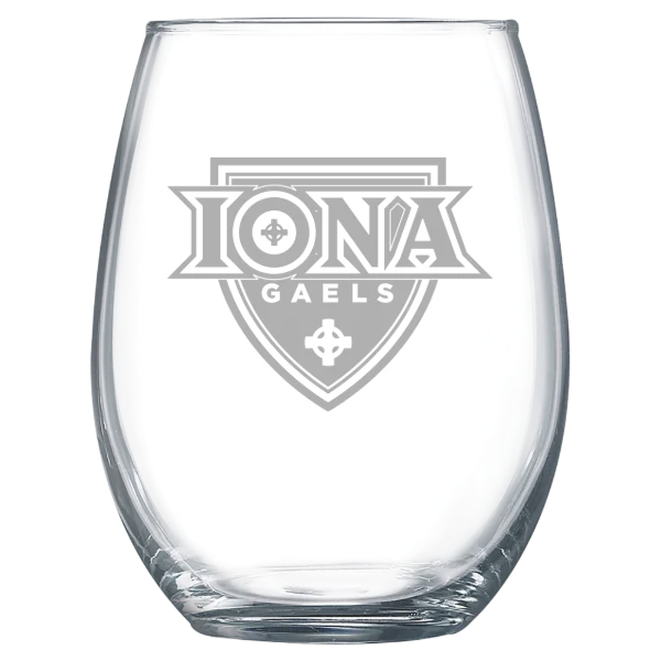 Iona University Polar Camel 15 oz. Stemless Wine Glass