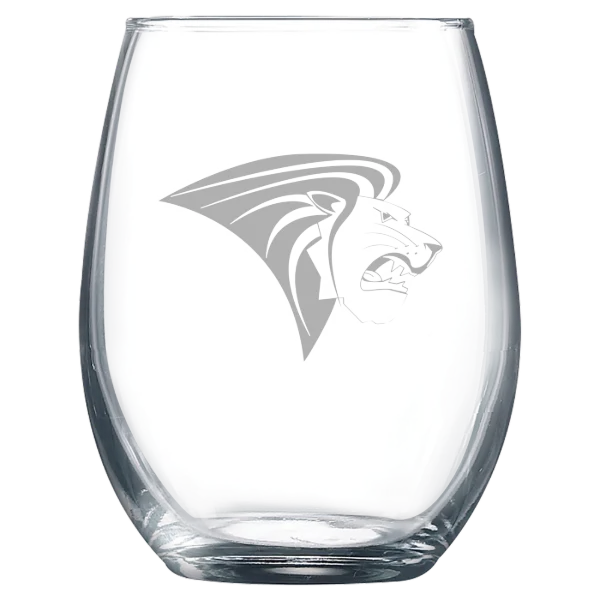 Lindenwood University Polar Camel 9 oz. Stemless Wine Glass