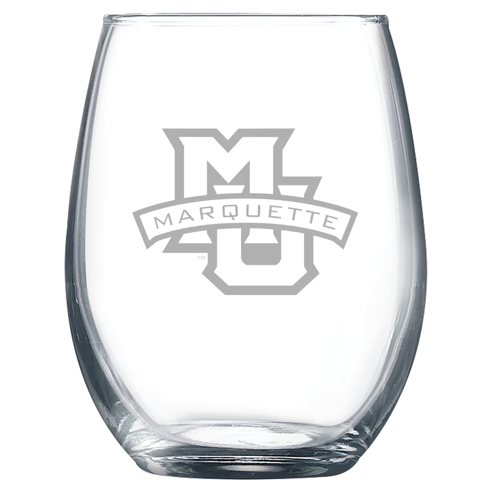 Marquette University Polar Camel 9 oz. Stemless Wine Glass