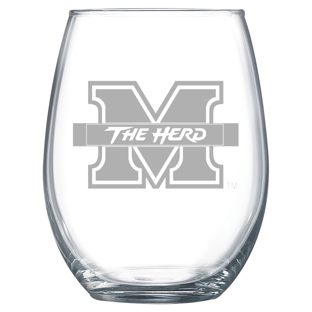 Marshall University Polar Camel 15 oz. Stemless Wine Glass