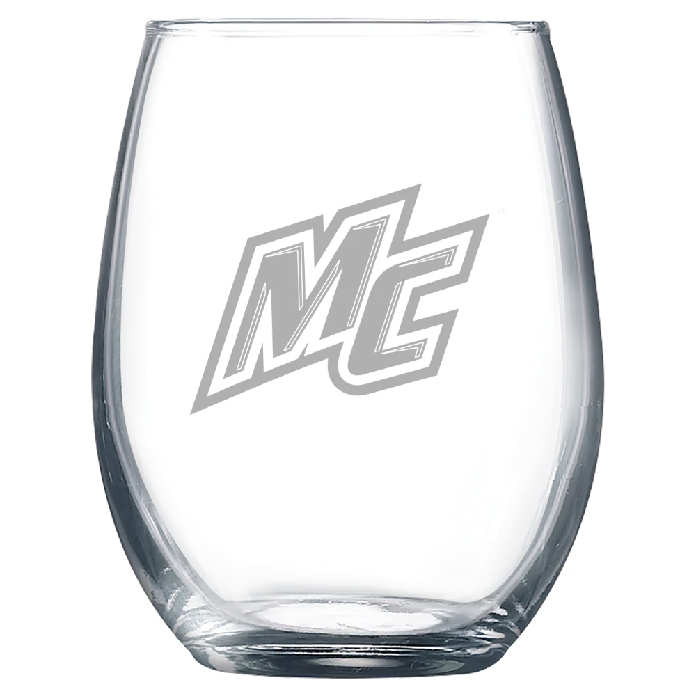 Merrimack College Polar Camel 9 oz. Stemless Wine Glass