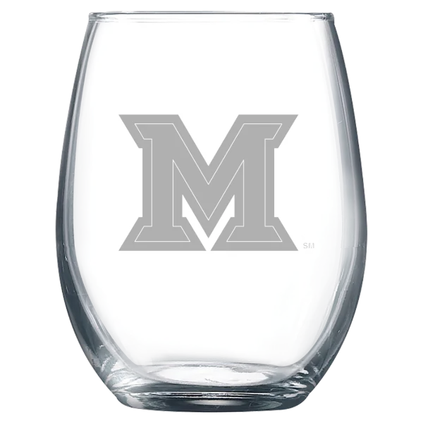 Miami University (Ohio) Polar Camel 9 oz. Stemless Wine Glass