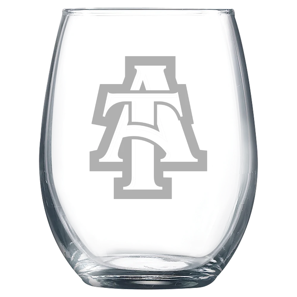 North Carolina A&T State University Polar Camel 9 oz. Stemless Wine Glass