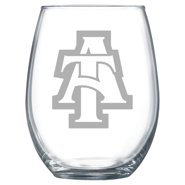 North Carolina A&T State University Polar Camel 15 oz. Stemless Wine Glass