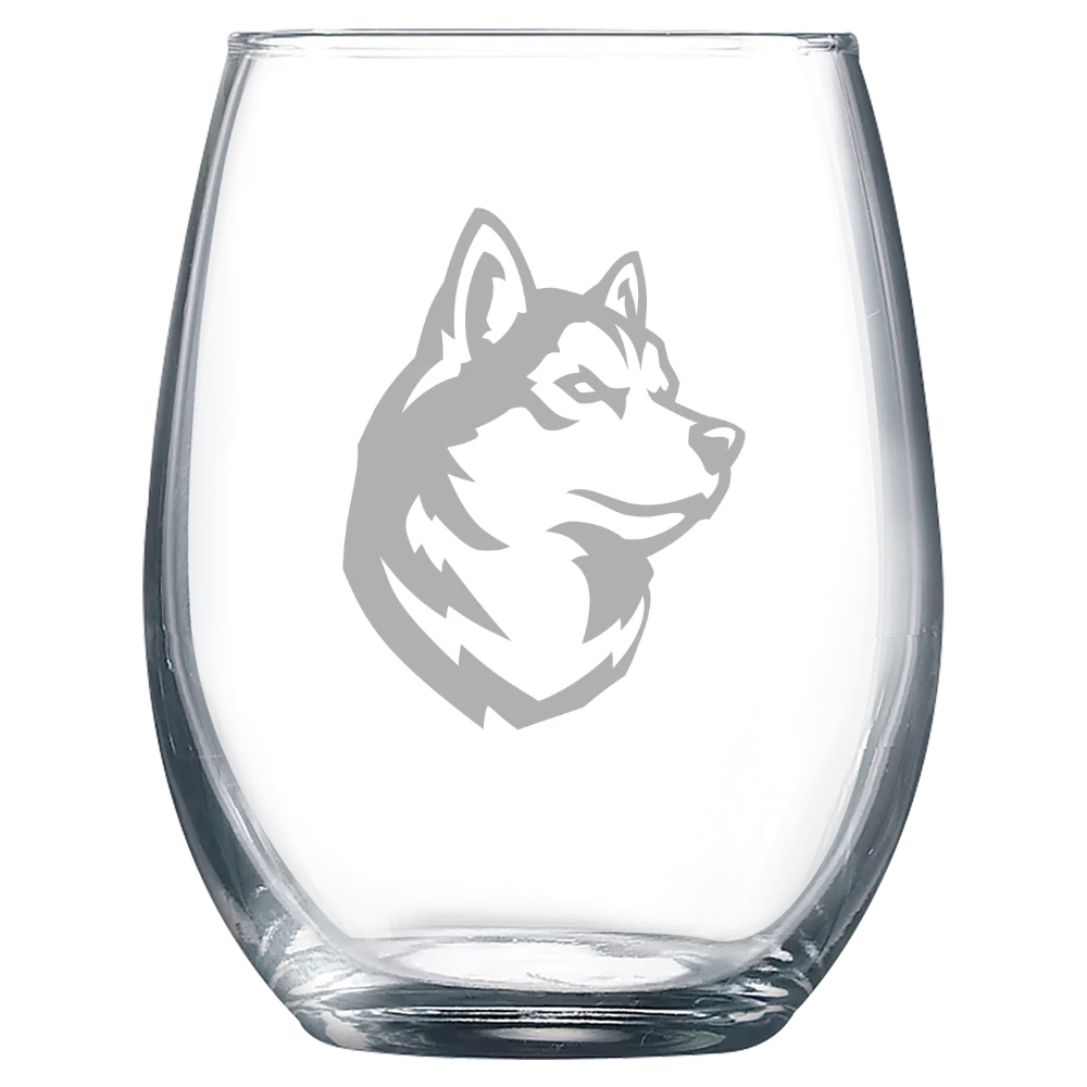 Northeastern University Polar Camel 9 oz. Stemless Wine Glass