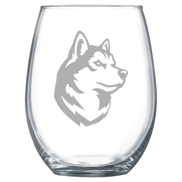 Northeastern University Polar Camel 15 oz. Stemless Wine Glass