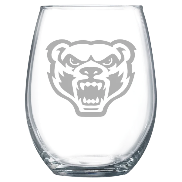 Oakland University Polar Camel 15 oz. Stemless Wine Glass