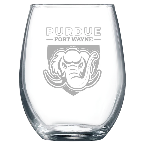 Purdue University Fort Wayne Polar Camel 9 oz. Stemless Wine Glass
