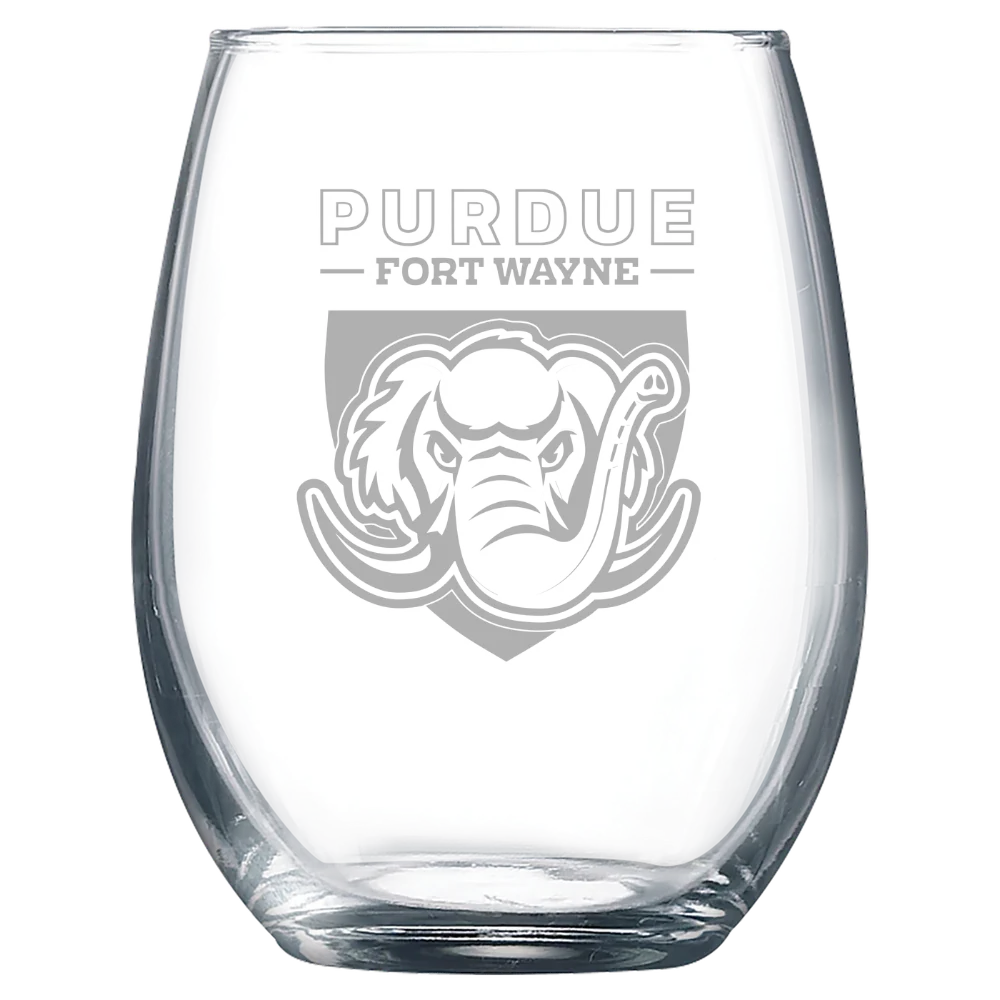 Purdue University Fort Wayne Polar Camel 9 oz. Stemless Wine Glass