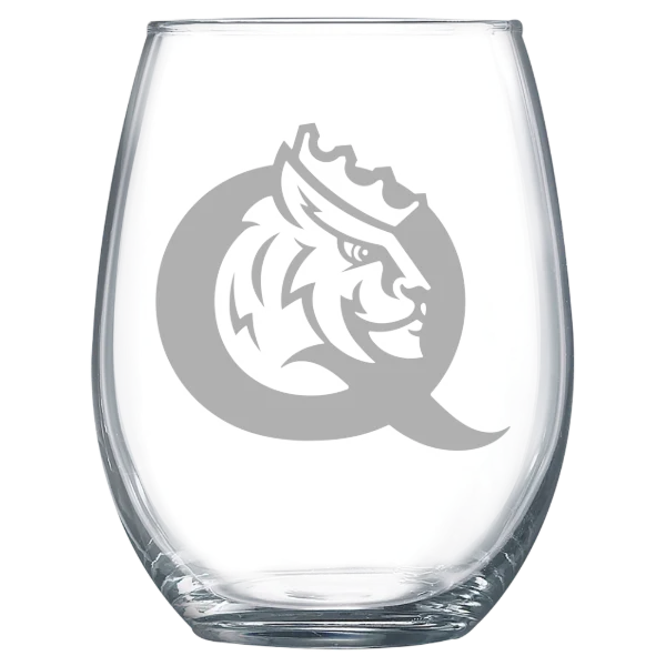 Queens University of Charlotte Polar Camel 15 oz. Stemless Wine Glass