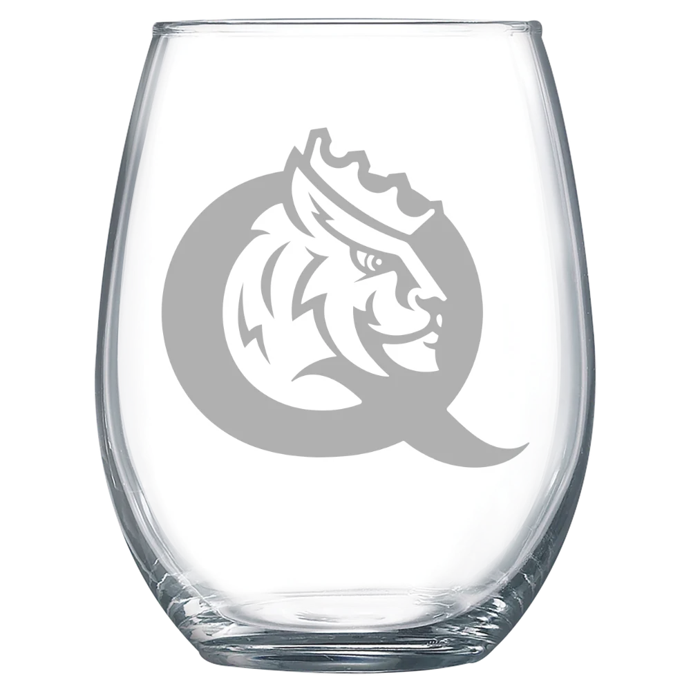 Queens University of Charlotte Polar Camel 15 oz. Stemless Wine Glass