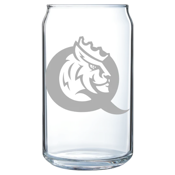 Queens University of Charlotte Polar Camel 16 oz. Can Glass