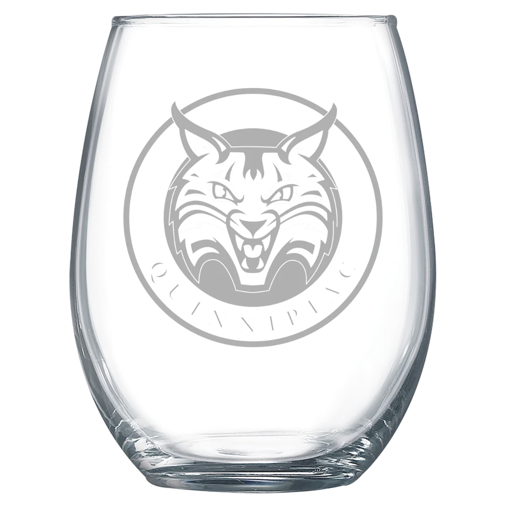 Quinnipiac University Polar Camel 15 oz. Stemless Wine Glass