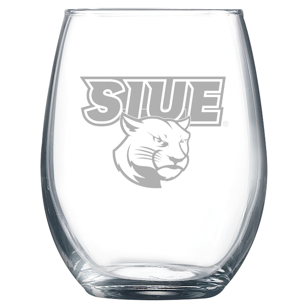 Southern Illinois University Edwardsville Polar Camel 9 oz. Stemless Wine Glass