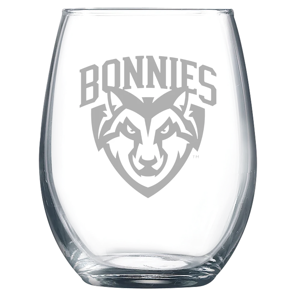 St. Bonaventure University Polar Camel 9 oz. Stemless Wine Glass