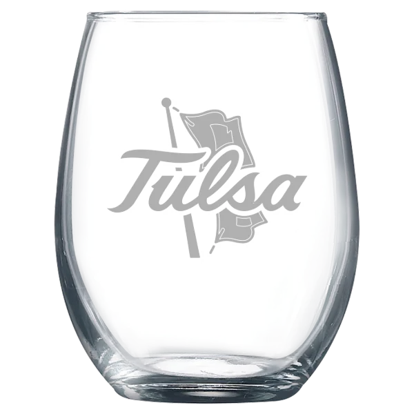 The University of Tulsa Polar Camel 9 oz. Stemless Wine Glass