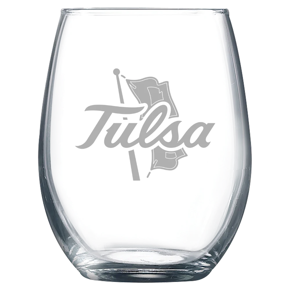 The University of Tulsa Polar Camel 9 oz. Stemless Wine Glass