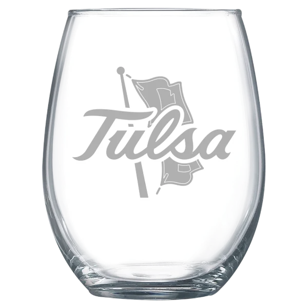 The University of Tulsa Polar Camel 15 oz. Stemless Wine Glass