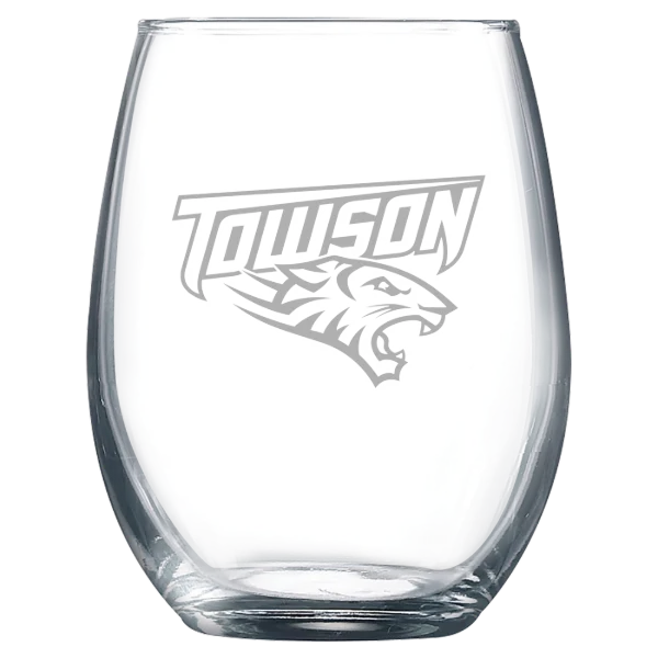 Towson University Polar Camel 9 oz. Stemless Wine Glass