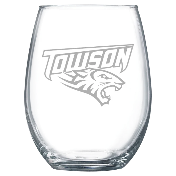 Towson University Polar Camel 15 oz. Stemless Wine Glass