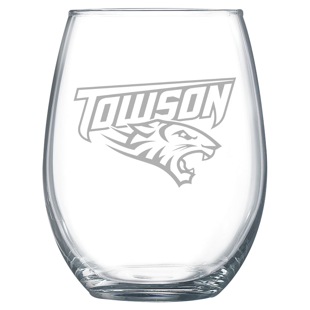 Towson University Polar Camel 15 oz. Stemless Wine Glass