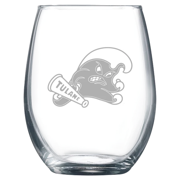 Tulane University Polar Camel 9 oz. Stemless Wine Glass