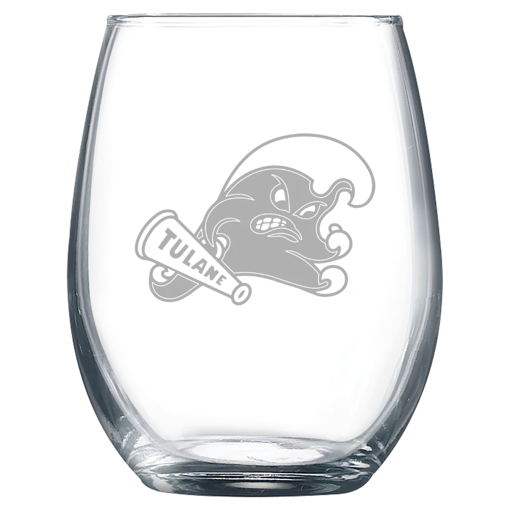 Tulane University Polar Camel 9 oz. Stemless Wine Glass