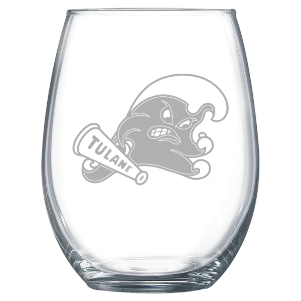 Tulane University Polar Camel 15 oz. Stemless Wine Glass