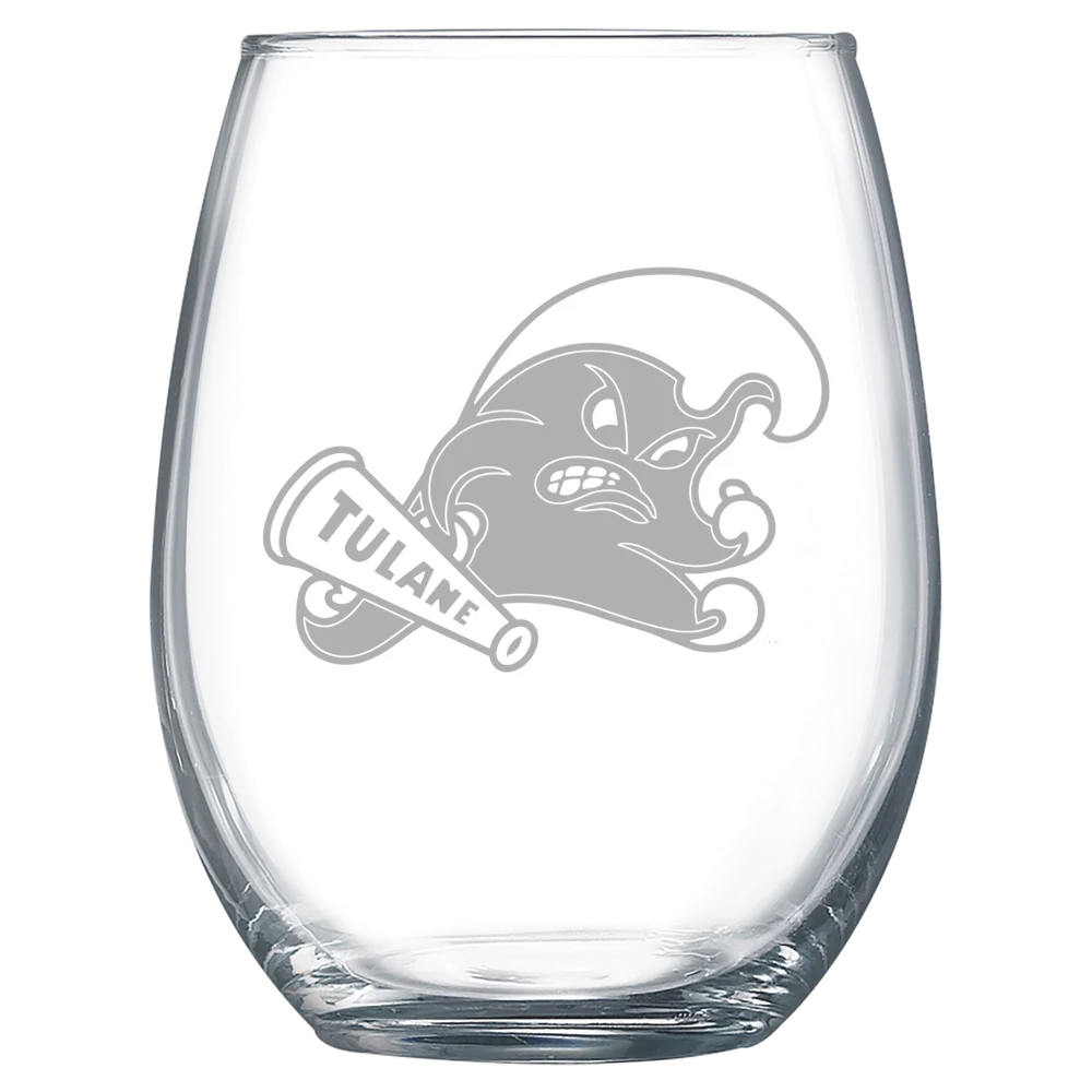 Tulane University Polar Camel 15 oz. Stemless Wine Glass
