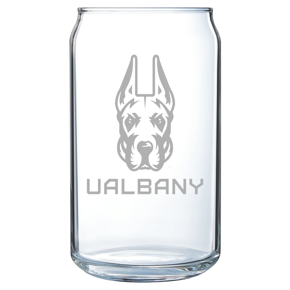 University at Albany Polar Camel 16 oz. Can Glass