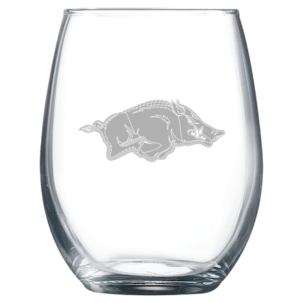 University of Arkansas, Fayetteville Polar Camel 9 oz. Stemless Wine Glass