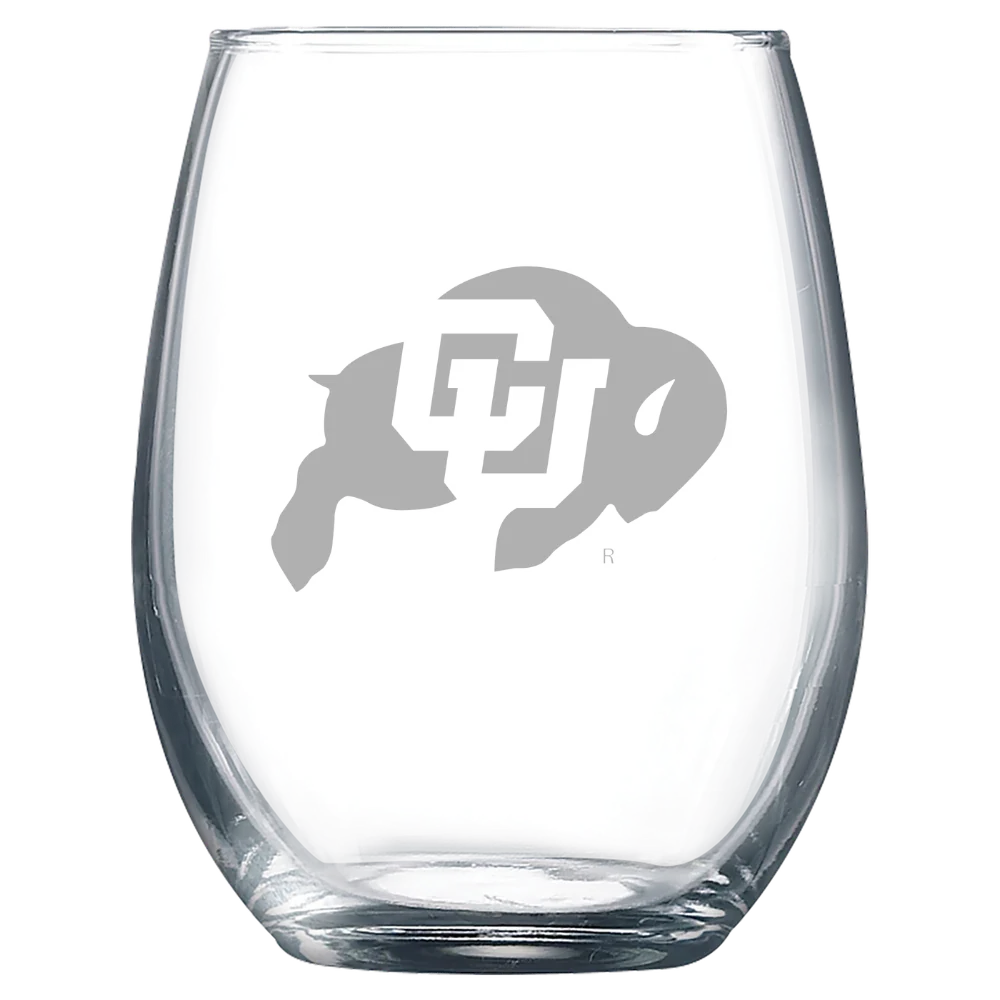 University of Colorado Boulder Polar Camel 9 oz. Stemless Wine Glass