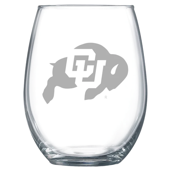 University of Colorado Boulder Polar Camel 15 oz. Stemless Wine Glass