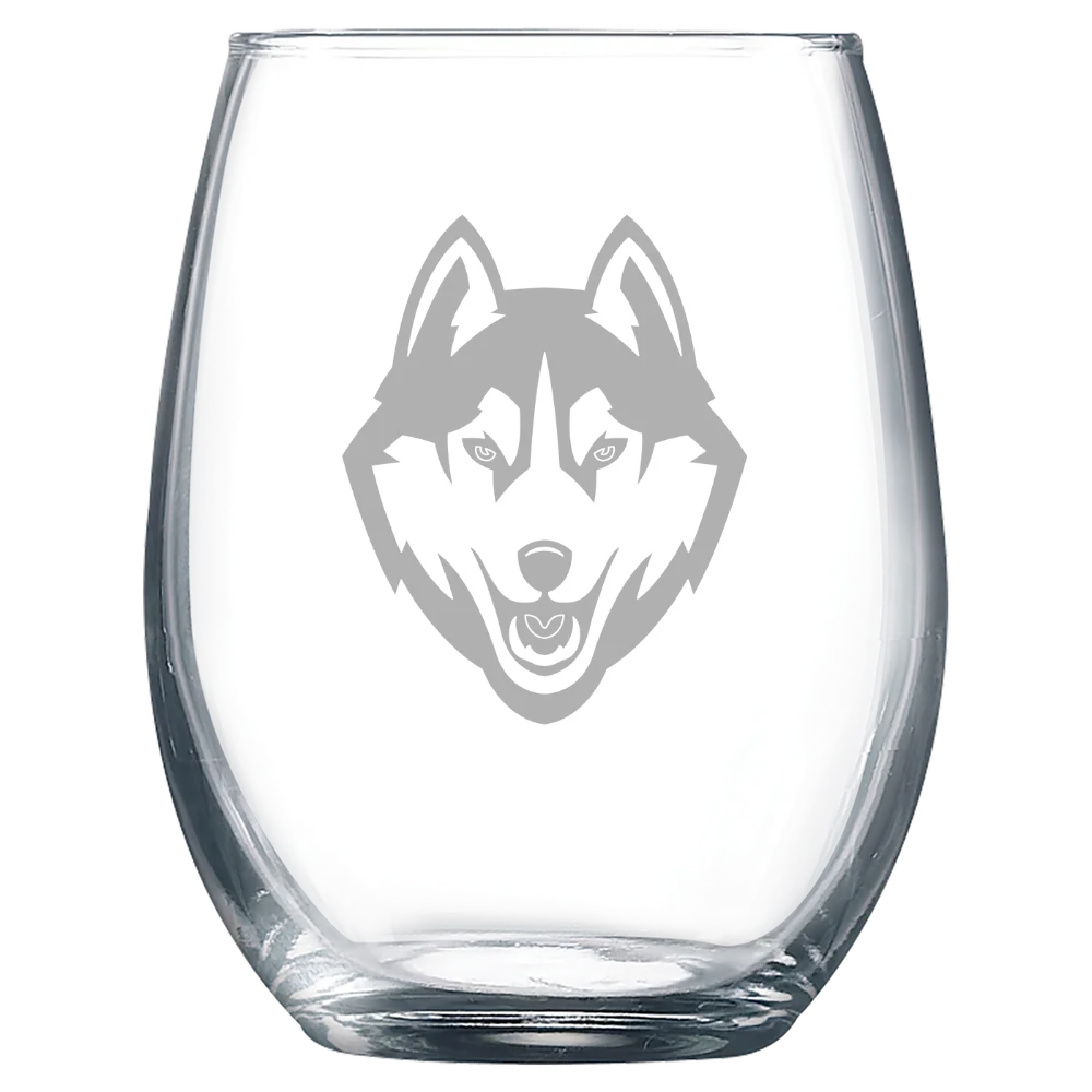 University of Connecticut Polar Camel 9 oz. Stemless Wine Glass
