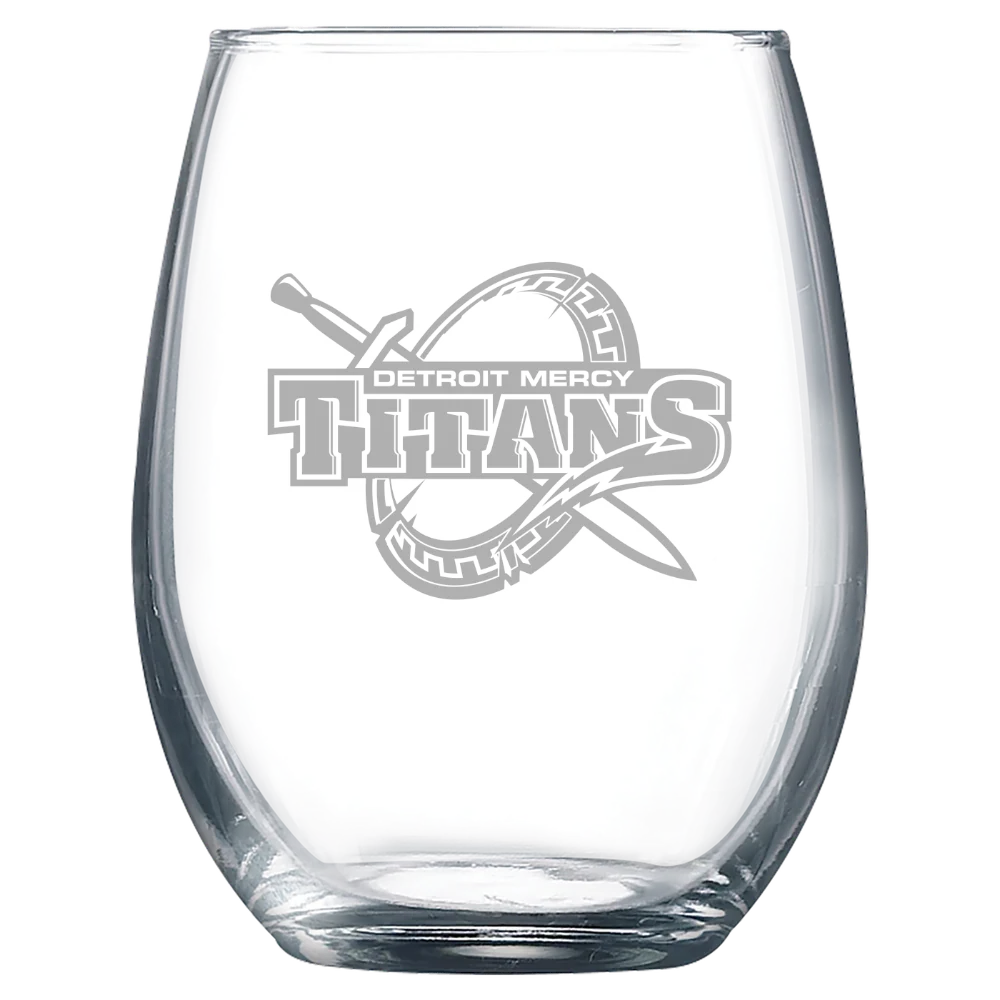 University of Detroit Mercy Polar Camel 9 oz. Stemless Wine Glass