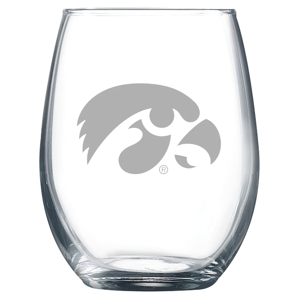 University of Iowa Polar Camel 9 oz. Stemless Wine Glass