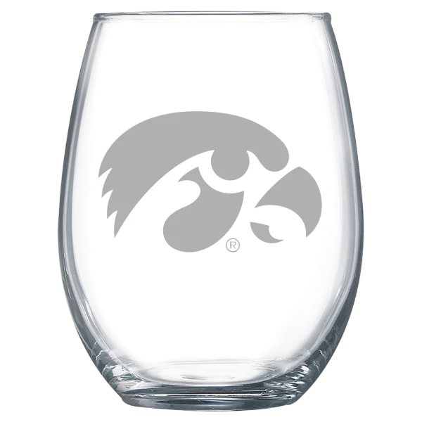 University of Iowa Polar Camel 15 oz. Stemless Wine Glass