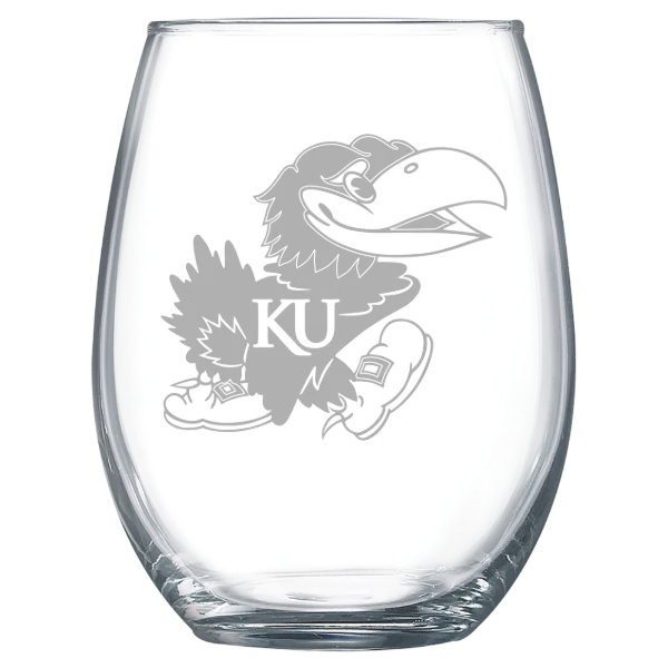 University of Kansas Polar Camel 15 oz. Stemless Wine Glass