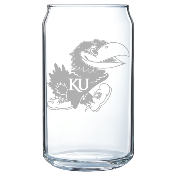 University of Kansas Polar Camel 16 oz. Can Glass