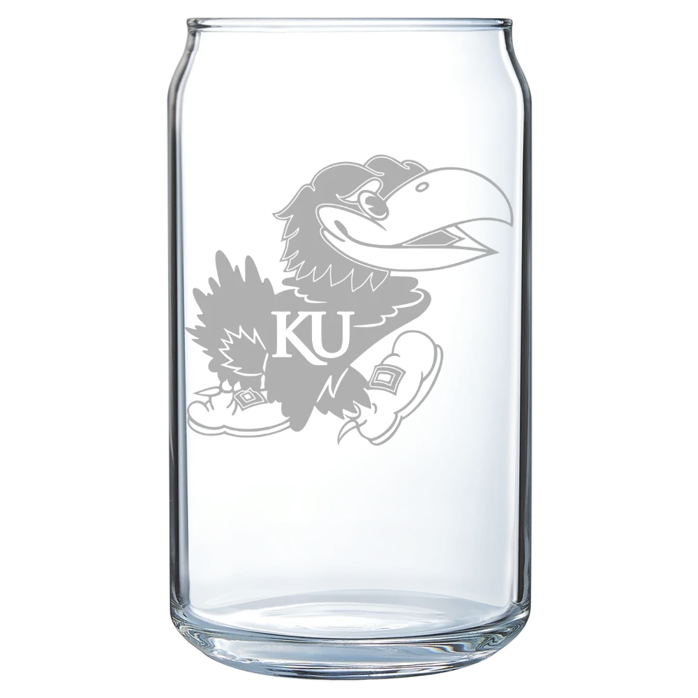 University of Kansas Polar Camel 16 oz. Can Glass