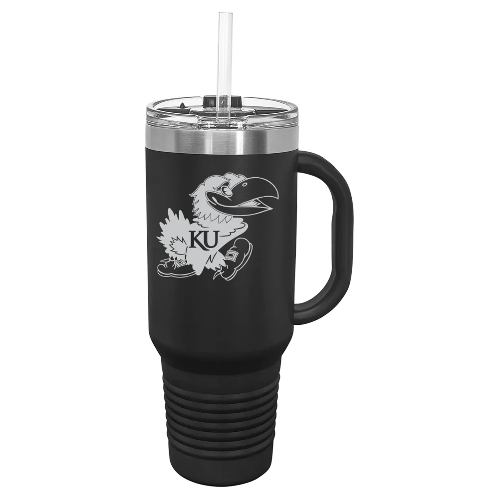 University of Kansas Polar Camel 40 oz. Travel Mug with Snap Lid & Straw