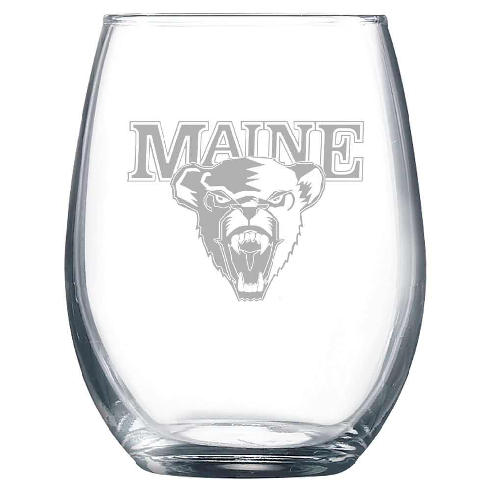 University of Maine Polar Camel 9 oz. Stemless Wine Glass