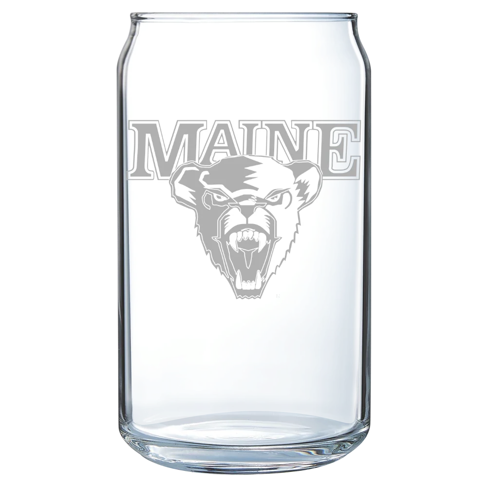 University of Maine Polar Camel 16 oz. Can Glass