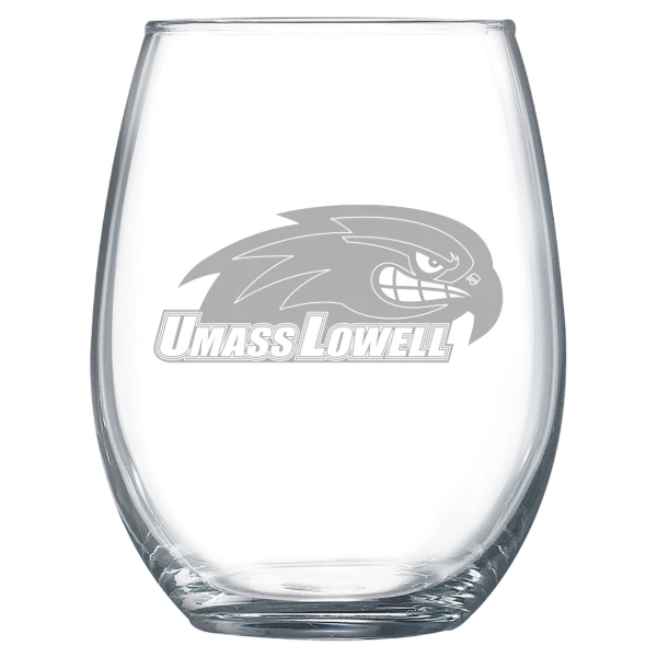 University of Massachusetts Lowell Polar Camel 15 oz. Stemless Wine Glass