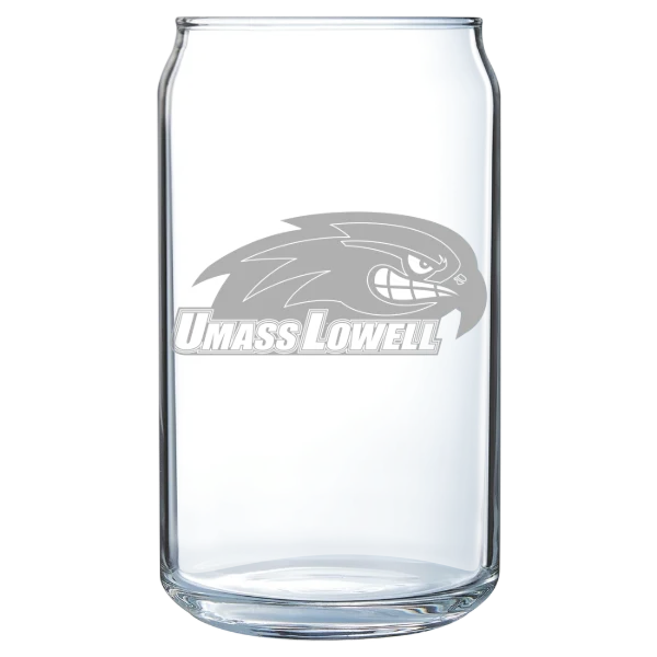 University of Massachusetts Lowell Polar Camel 16 oz. Can Glass