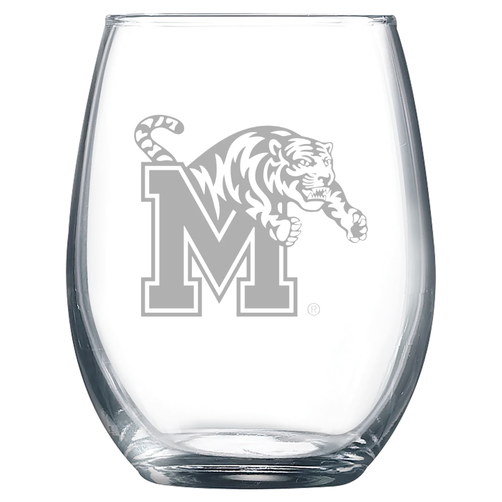 University of Memphis Polar Camel 9 oz. Stemless Wine Glass
