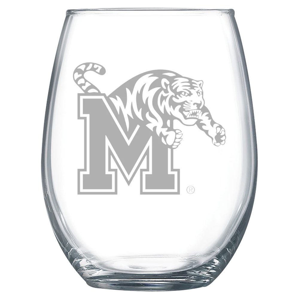 University of Memphis Polar Camel 15 oz. Stemless Wine Glass